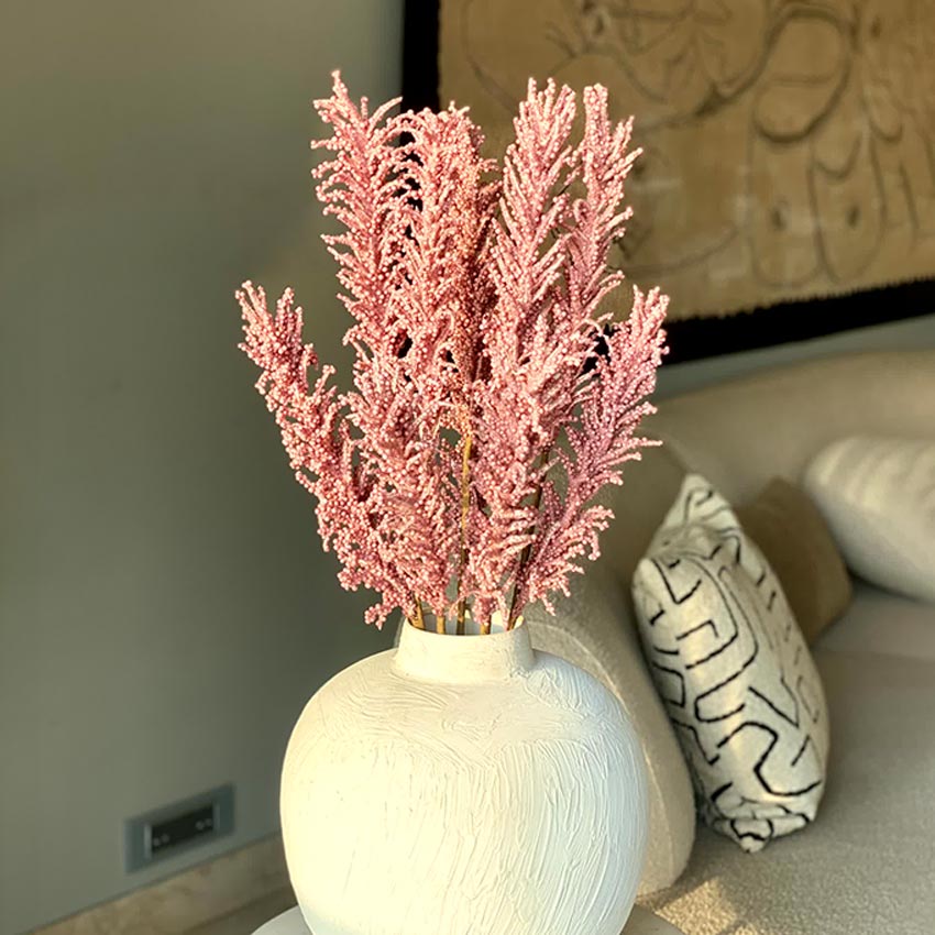 Graceful Artificial Pink Pampas Reed Stem Without Vase | 2.9 Feet