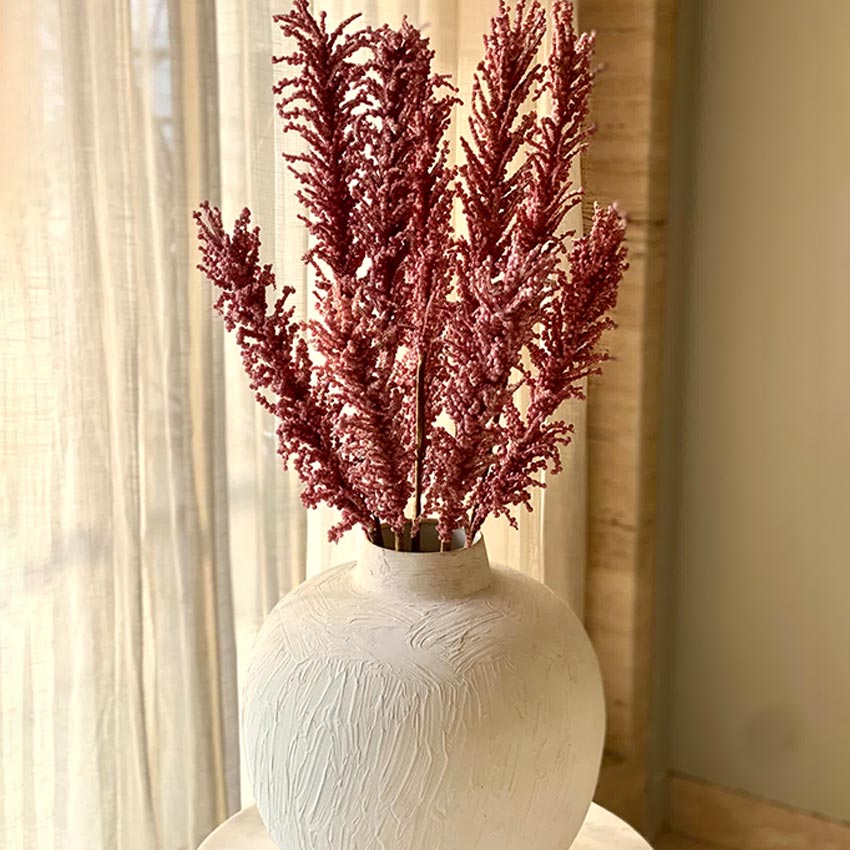 Graceful Artificial Pink Pampas Reed Stem Without Vase | 2.9 Feet