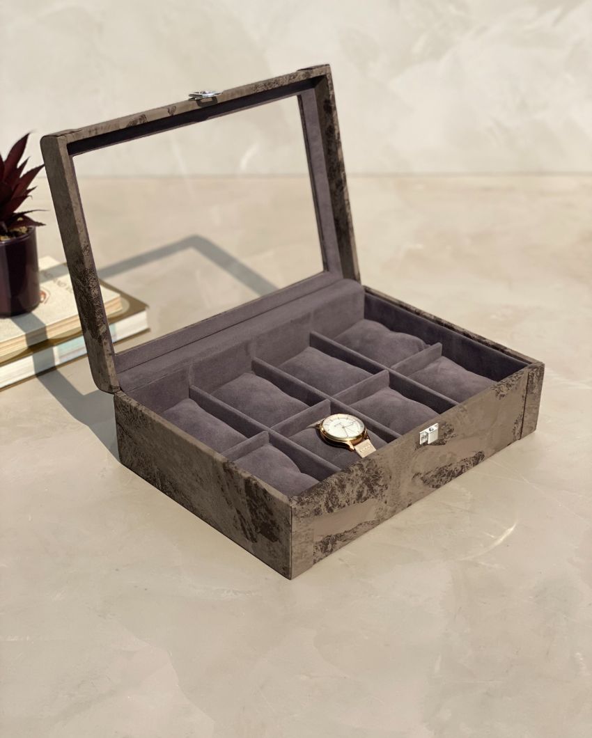 Luxury Matte Finished Wooden Watch Box 8 Slots Display Case | 11 x 8 x 4 inches