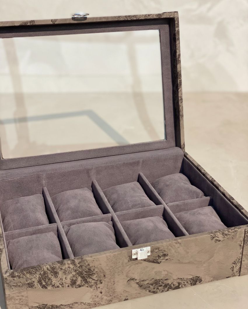 Luxury Matte Finished Wooden Watch Box 8 Slots Display Case | 11 x 8 x 4 inches