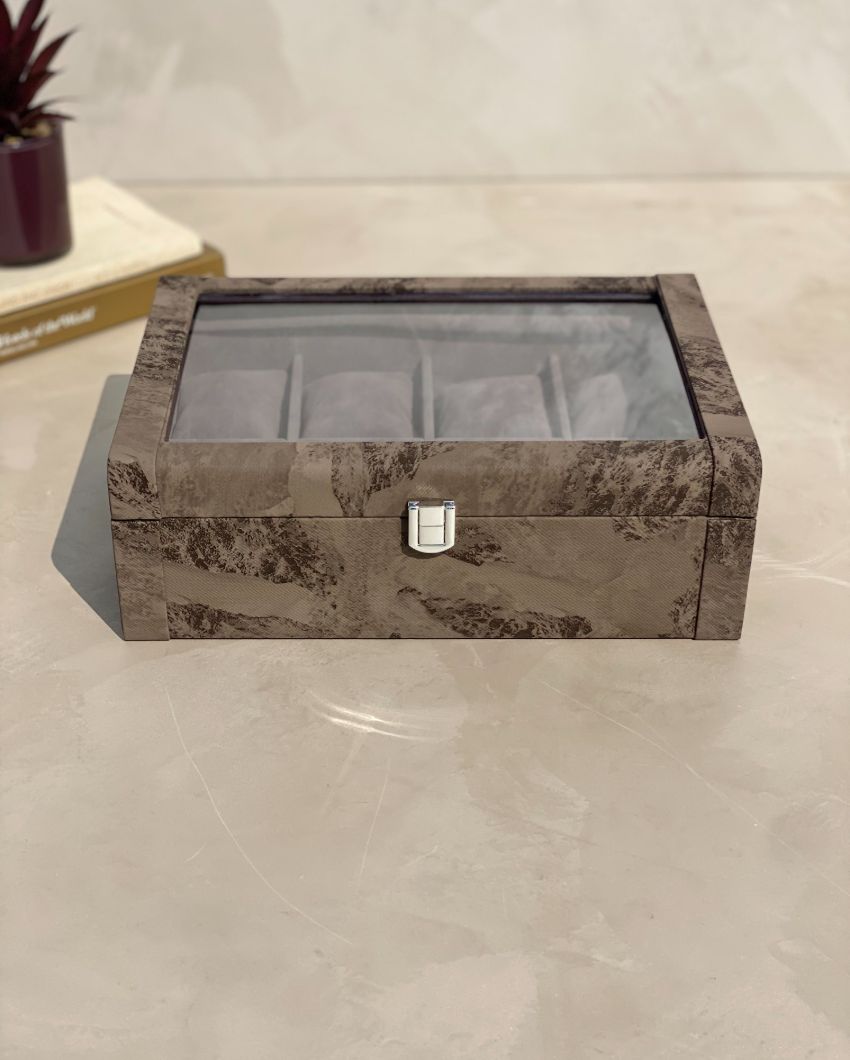 Luxury Matte Finished Wooden Watch Box 8 Slots Display Case | 11 x 8 x 4 inches