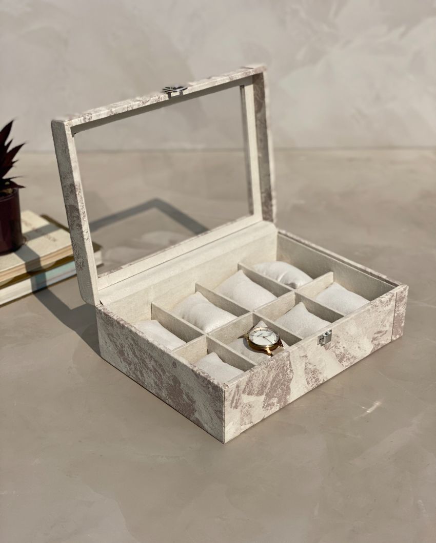 Luxury Matte Finished Wooden Watch Box 8 Slots Display Case | 11 x 8 x 4 inches