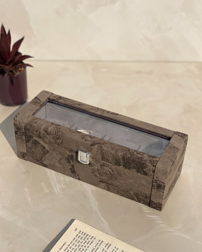 Luxury Matte Wooden Watch Box 4 Slots Display Case | 11 x 5 x 4 inches