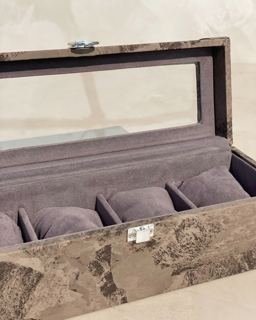 Luxury Matte Wooden Watch Box 4 Slots Display Case | 11 x 5 x 4 inches