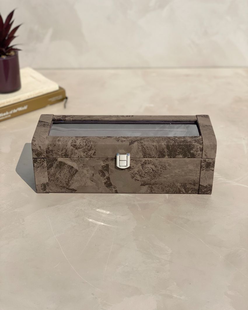 Luxury Matte Wooden Watch Box 4 Slots Display Case | 11 x 5 x 4 inches