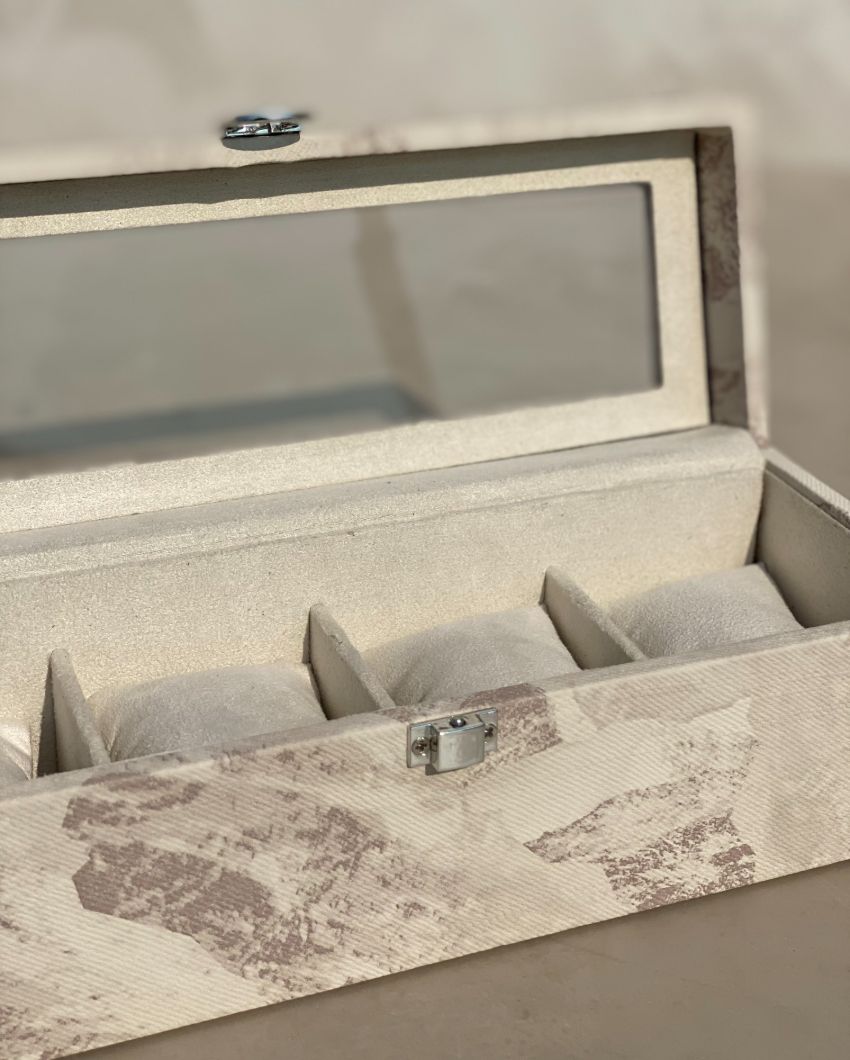 Luxury Matte Wooden Watch Box 4 Slots Display Case | 11 x 5 x 4 inches