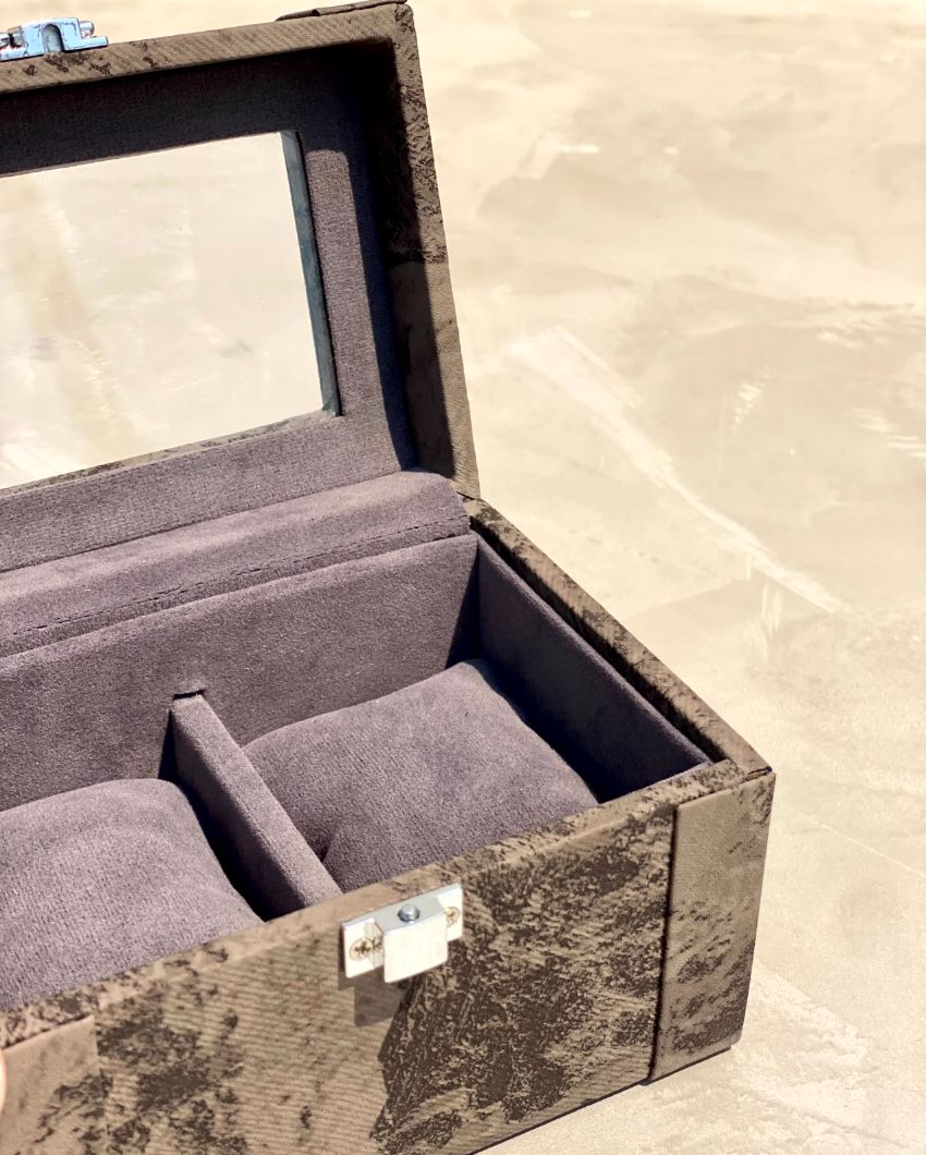 Elegant Matte Wooden Watch Box 2 Slots Storage Solution | 9 x 5 x 4 inches