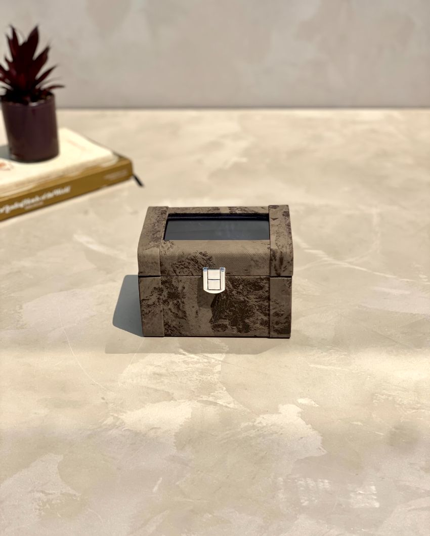 Elegant Matte Wooden Watch Box 2 Slots Storage Solution | 9 x 5 x 4 inches
