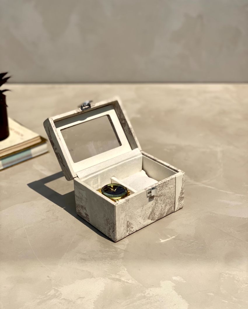 Elegant Matte Wooden Watch Box 2 Slots Storage Solution | 9 x 5 x 4 inches