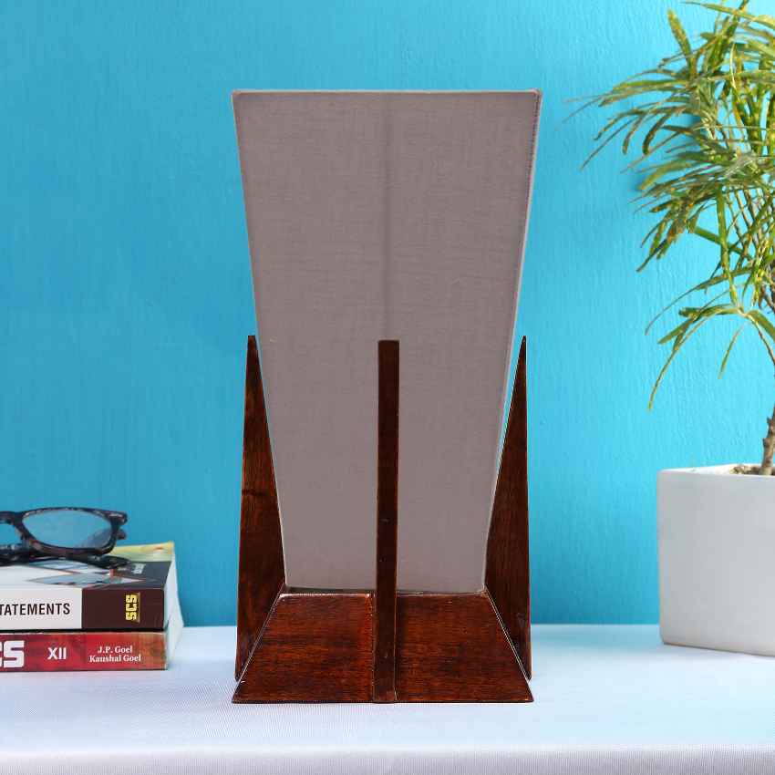 Stylish Trendy Cool Grey Wood Table Lamp with Shade Without Bulb | 6 x 12 inches