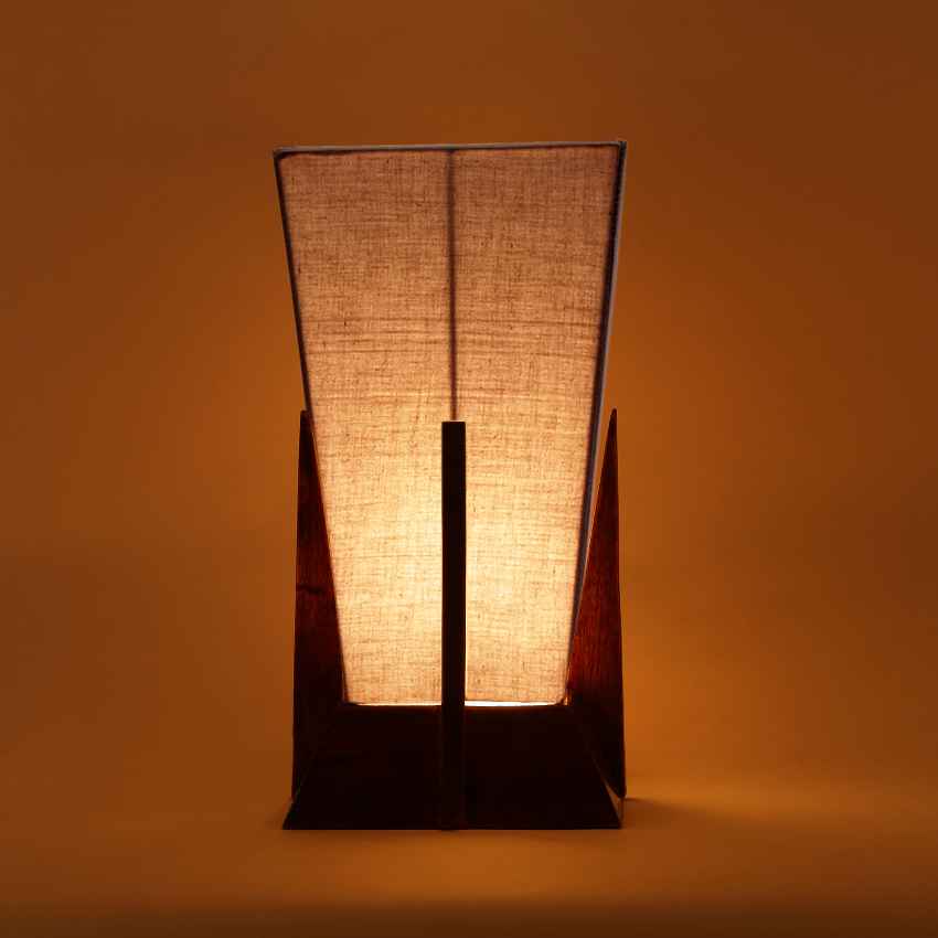 Stylish Trendy Cool Grey Wood Table Lamp with Shade Without Bulb | 6 x 12 inches