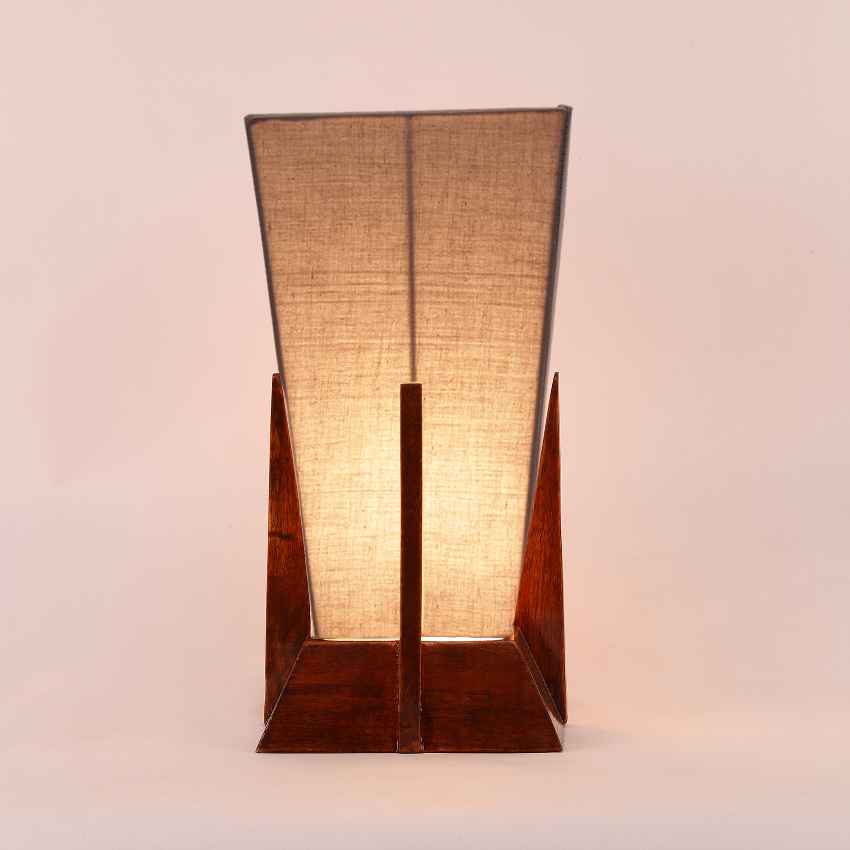 Stylish Trendy Cool Grey Wood Table Lamp with Shade Without Bulb | 6 x 12 inches