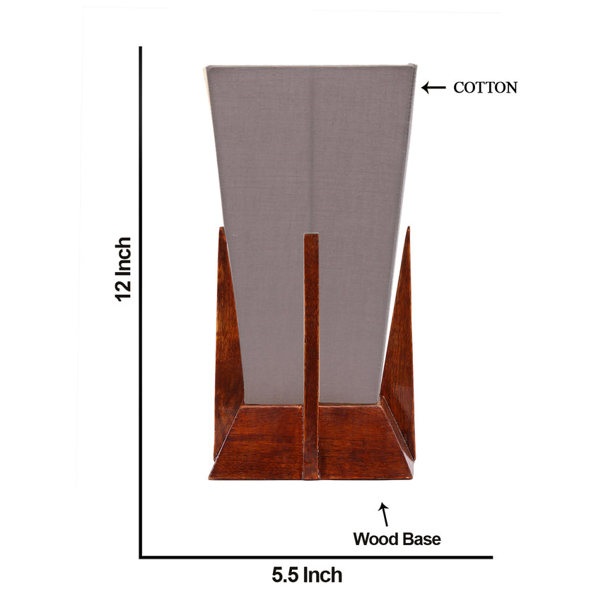 Stylish Trendy Cool Grey Wood Table Lamp with Shade Without Bulb | 6 x 12 inches