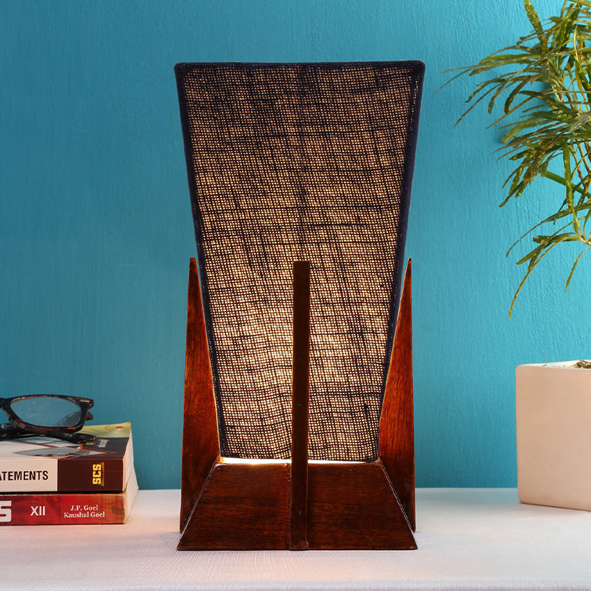 Elegant Vibrant Blue Wood Table Lamp with Shade Without Bulb | 6 x 12 inches