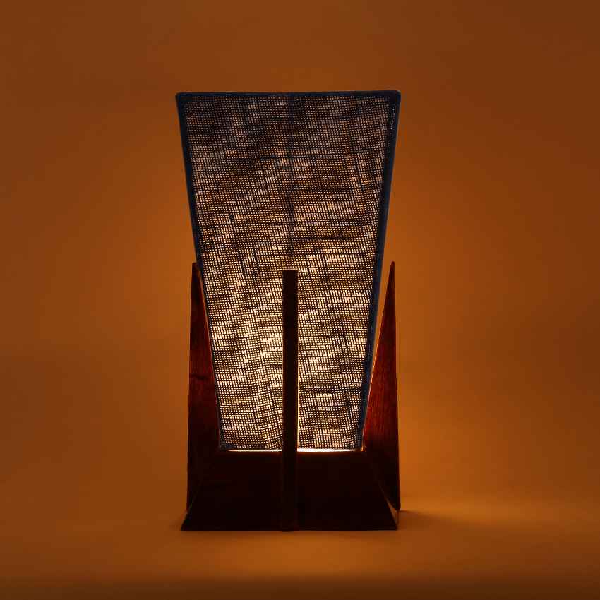 Elegant Vibrant Blue Wood Table Lamp with Shade Without Bulb | 6 x 12 inches