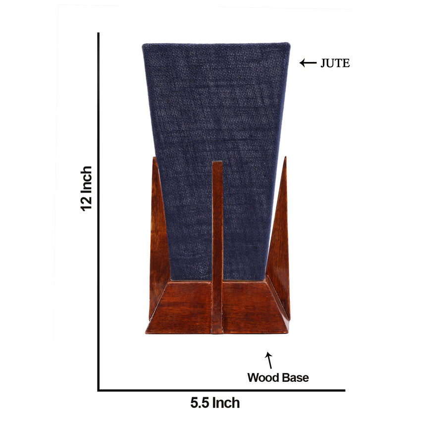 Elegant Vibrant Blue Wood Table Lamp with Shade Without Bulb | 6 x 12 inches