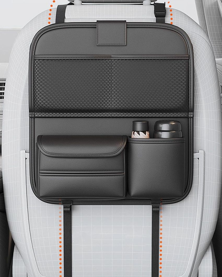 Space-Saving Car Back Seat Organizer With Tray | 8 x 14 x 16 inches