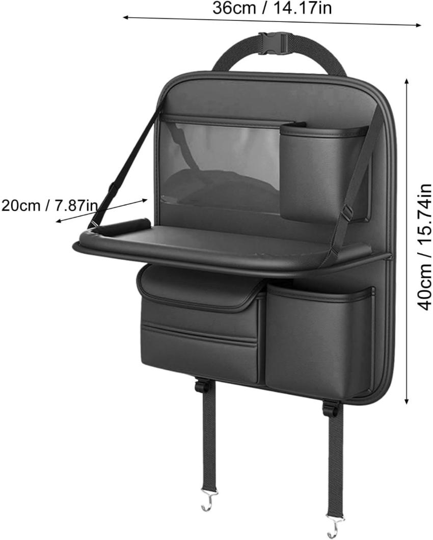 Space-Saving Car Back Seat Organizer With Tray | 8 x 14 x 16 inches