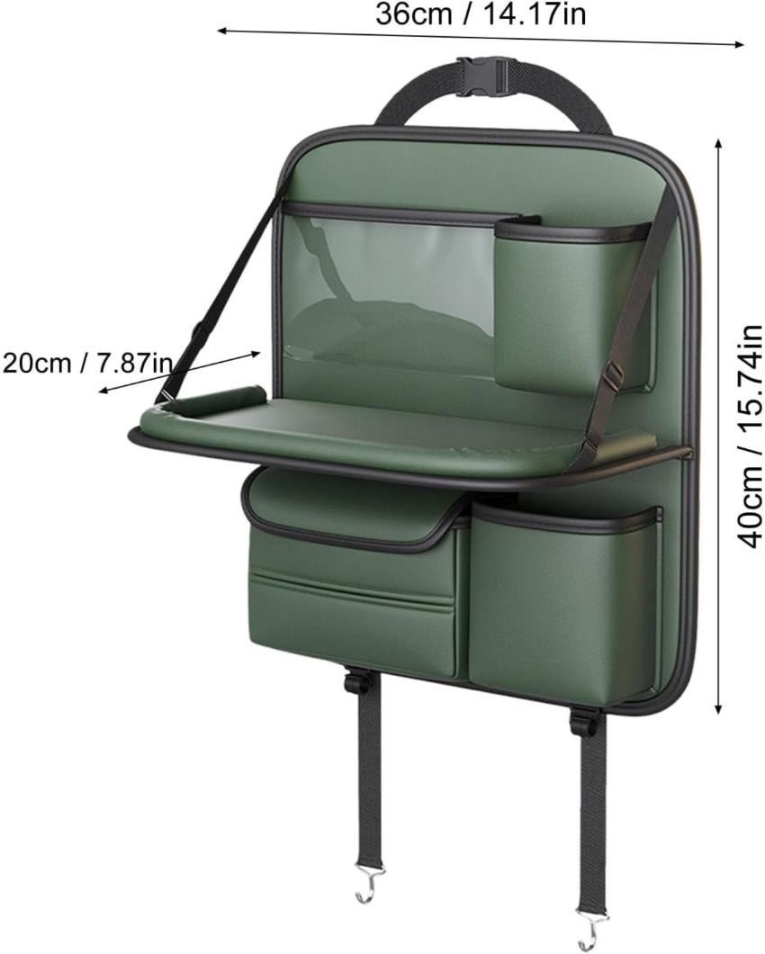 Space-Saving Car Back Seat Organizer With Tray | 8 x 14 x 16 inches