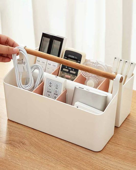 Plastic Storage Caddy With Adjustable Dividers Pink