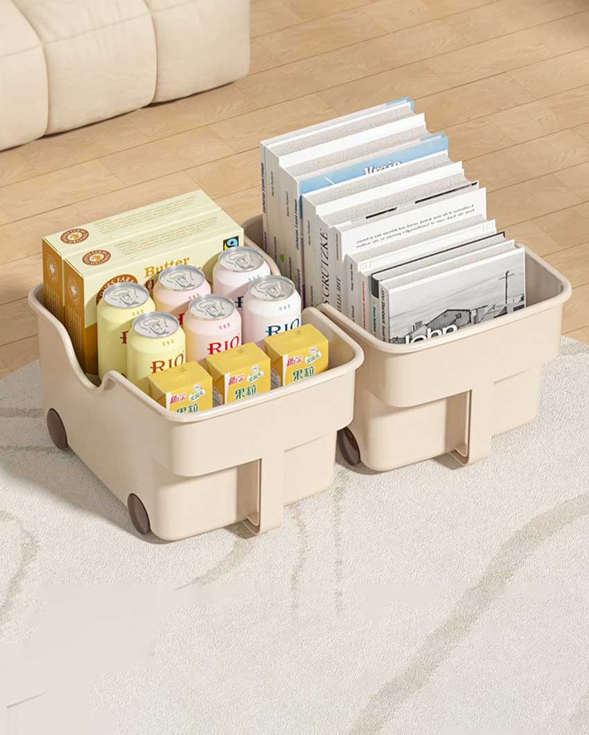 Plastic Utility Basket With Wheels | Set of 2 | 9 x 13 x 7 inches