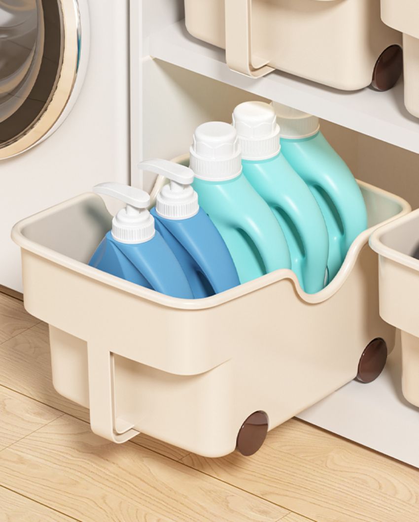 Plastic Utility Basket With Wheels | Set of 2 | 9 x 13 x 7 inches