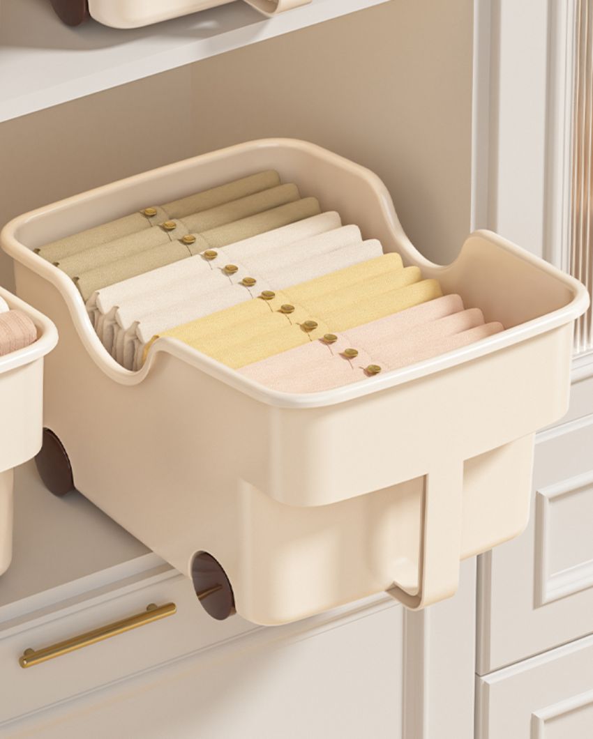 Plastic Utility Basket With Wheels | Set of 2 | 9 x 13 x 7 inches