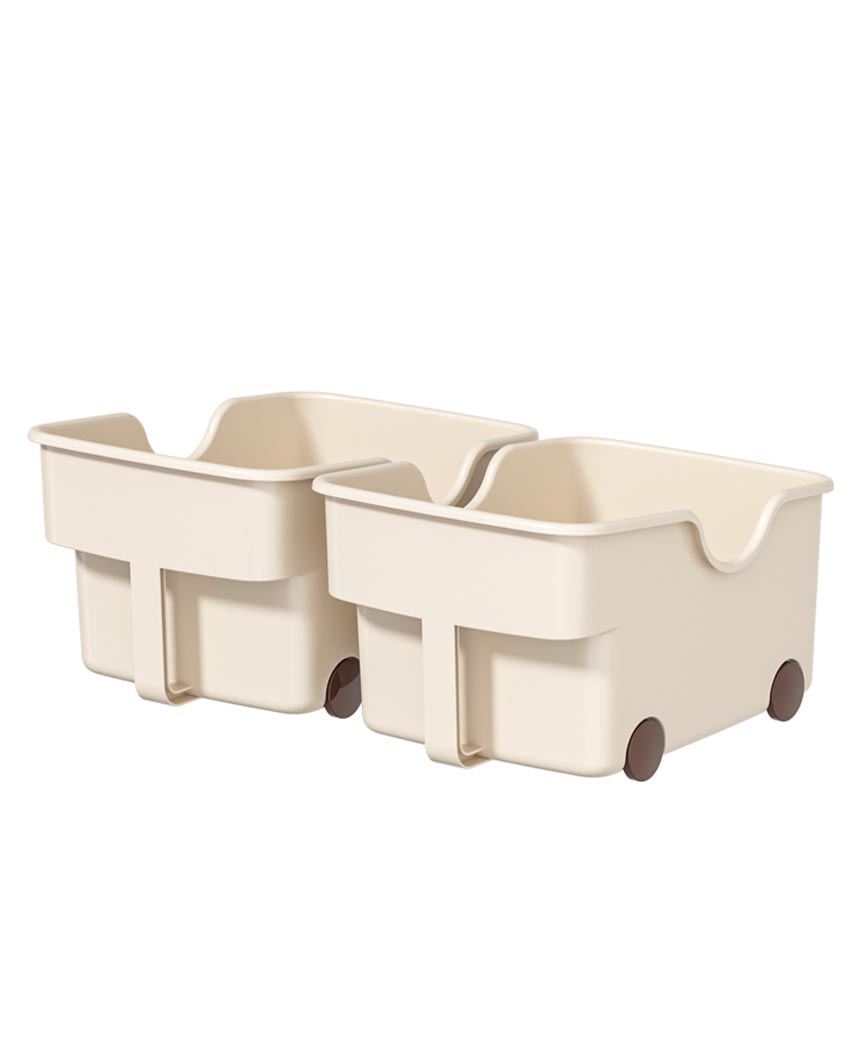 Plastic Utility Basket With Wheels | Set of 2 | 9 x 13 x 7 inches
