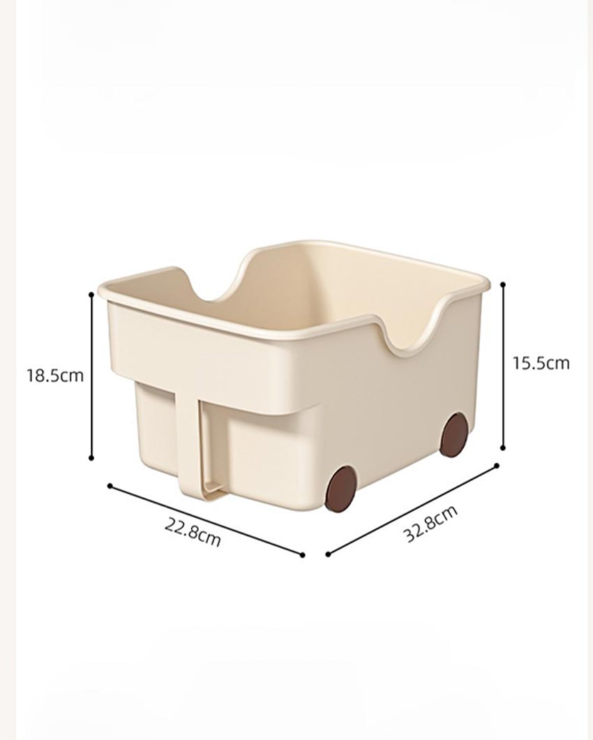 Plastic Utility Basket With Wheels | Set of 2 | 9 x 13 x 7 inches