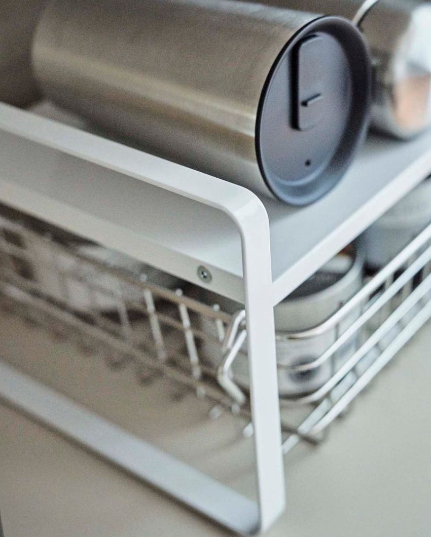 Adjustable 2-Tier Expandable Kitchen Storage Rack | 18 x 8 x 7 inches