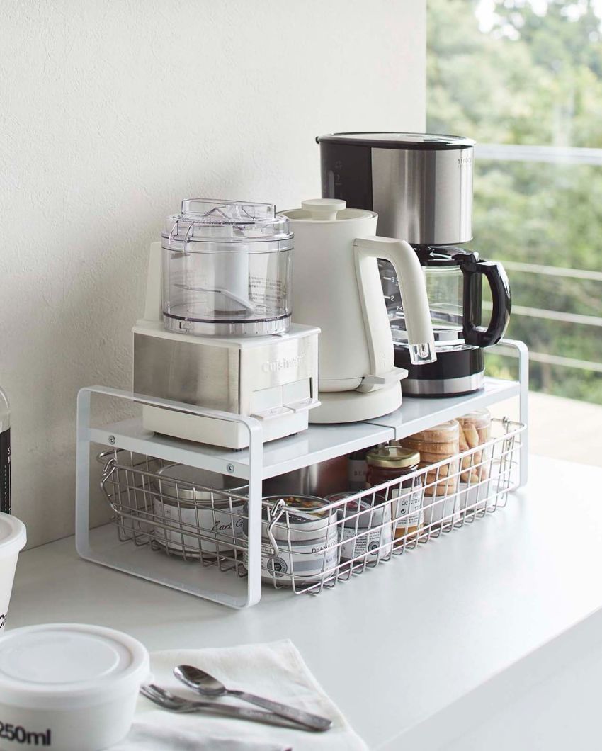 Adjustable 2-Tier Expandable Kitchen Storage Rack | 18 x 8 x 7 inches