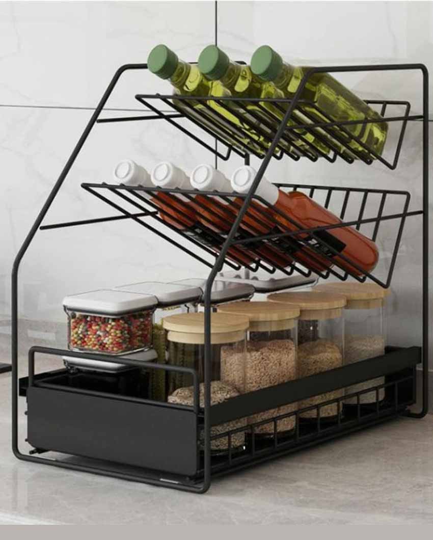 Futuristic Under Sink Metal Organizer Black