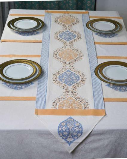 Lily Block Print Cotton Table Mats | Set Of 4 | 19x13 inch