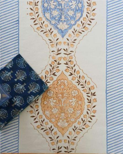 Lily Block Print Cotton Table Runner | 72x14 inch