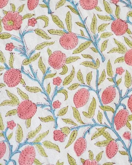 Dahlia Block Print Cotton Table Runner | 72x14 inch