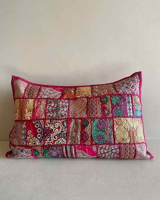 Pink Patchwork Cotton Pillow Covers | Set Of 2 | 24 x 16 inches