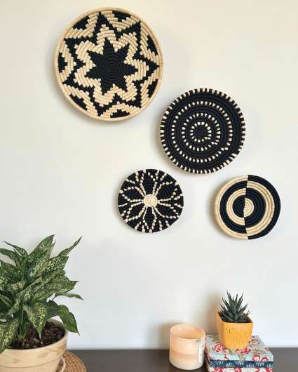 Assorted Midnight Sabai Grass Wall Decor Baskets | Set of 4