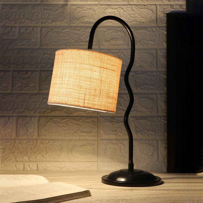Luminous Bright White Metal Table Lamp with Shade Without Bulb | 13 x 7 x 19 inches