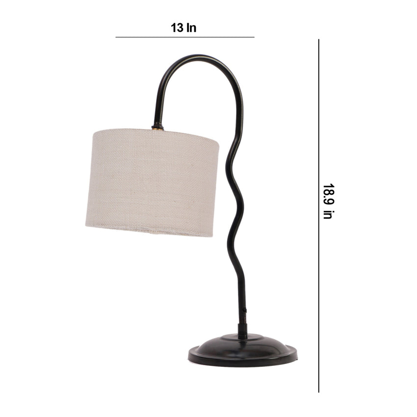 Luminous Bright White Metal Table Lamp with Shade Without Bulb | 13 x 7 x 19 inches