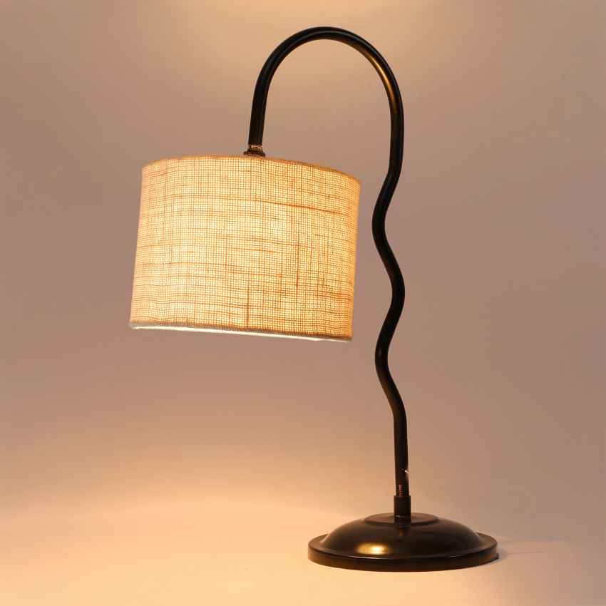 Luminous Bright White Metal Table Lamp with Shade Without Bulb | 13 x 7 x 19 inches