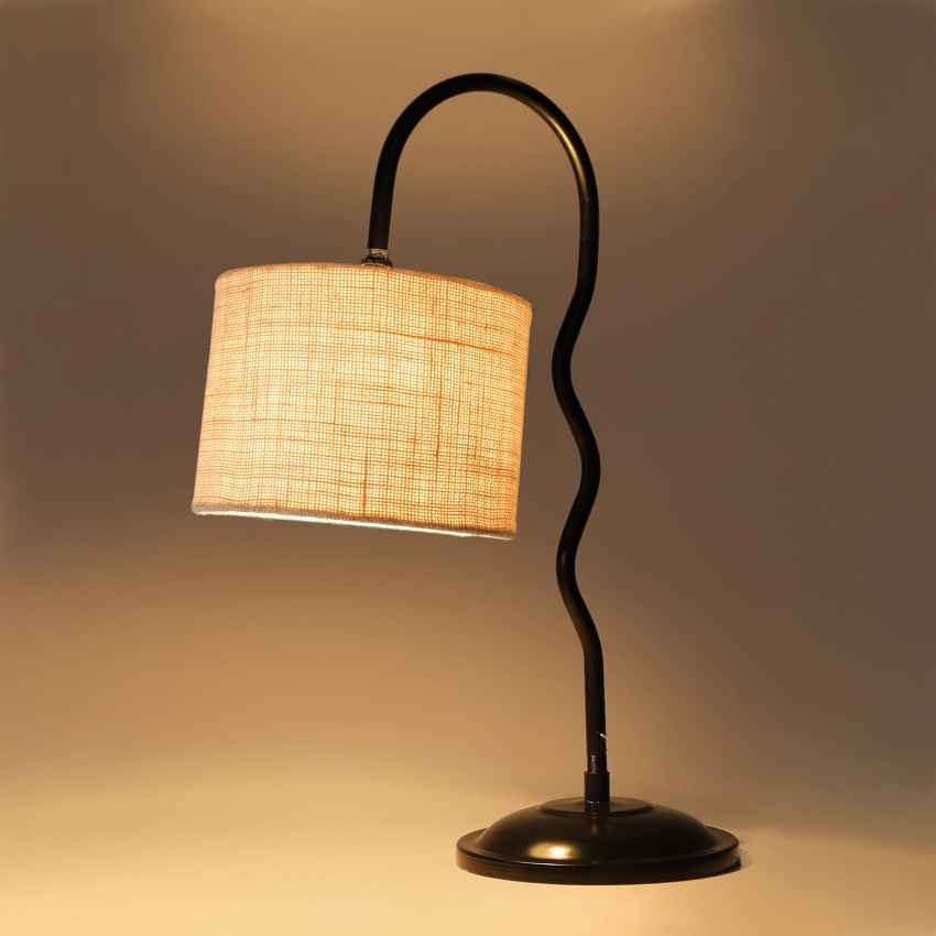 Luminous Bright White Metal Table Lamp with Shade Without Bulb | 13 x 7 x 19 inches