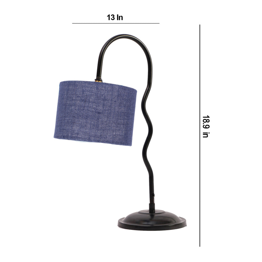 Striking Vibrant Blue Metal Table Lamp with Shade Without Bulb | 13 x 7 x 19 inches