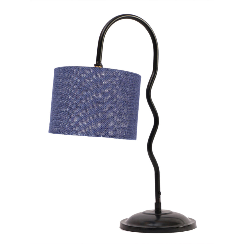 Striking Vibrant Blue Metal Table Lamp with Shade Without Bulb | 13 x 7 x 19 inches