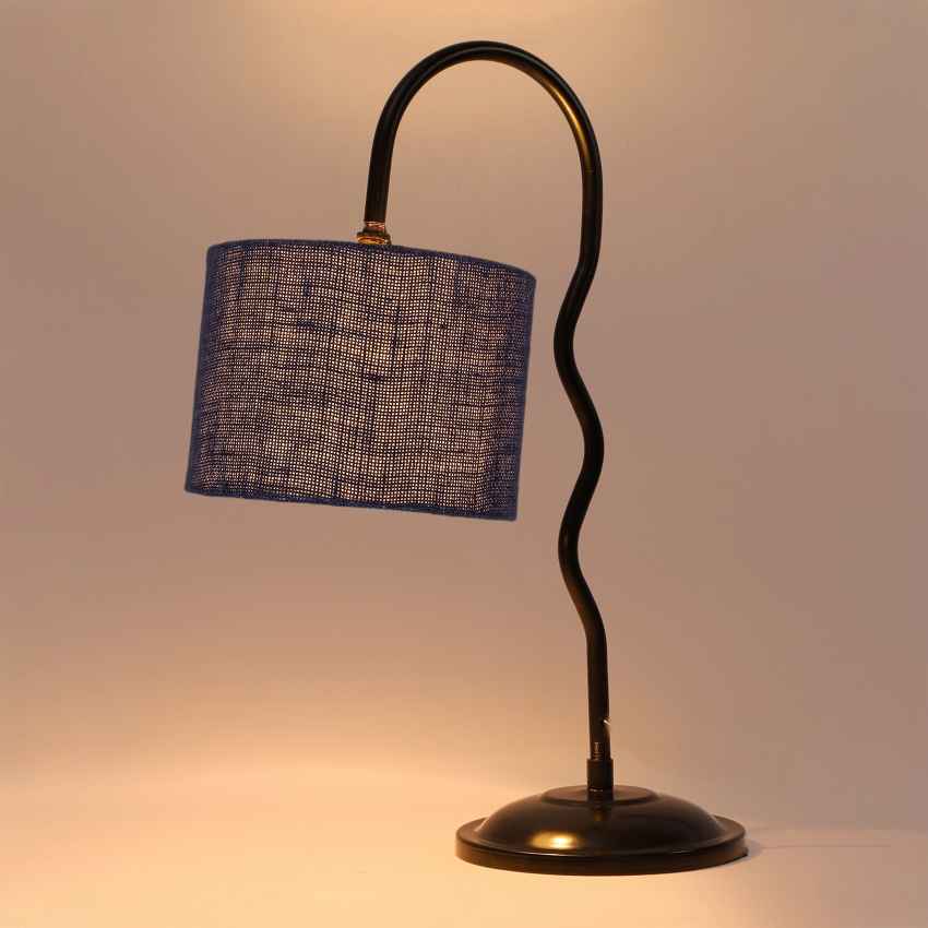Striking Vibrant Blue Metal Table Lamp with Shade Without Bulb | 13 x 7 x 19 inches