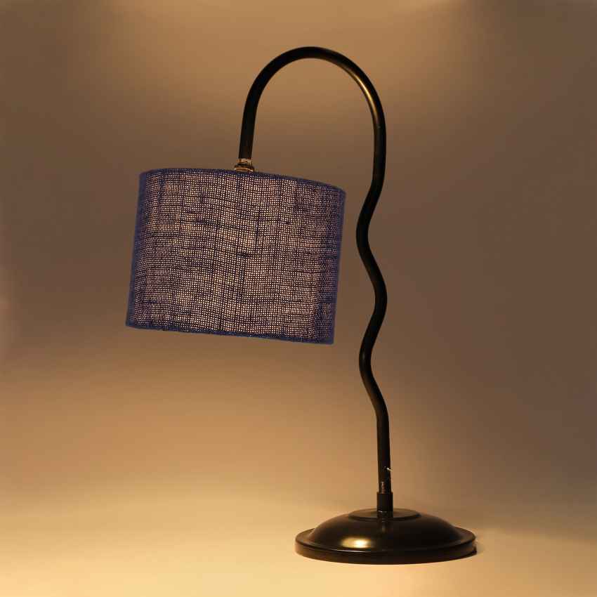 Striking Vibrant Blue Metal Table Lamp with Shade Without Bulb | 13 x 7 x 19 inches