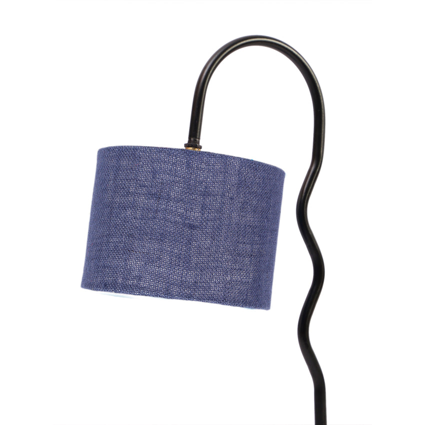 Striking Vibrant Blue Metal Table Lamp with Shade Without Bulb | 13 x 7 x 19 inches