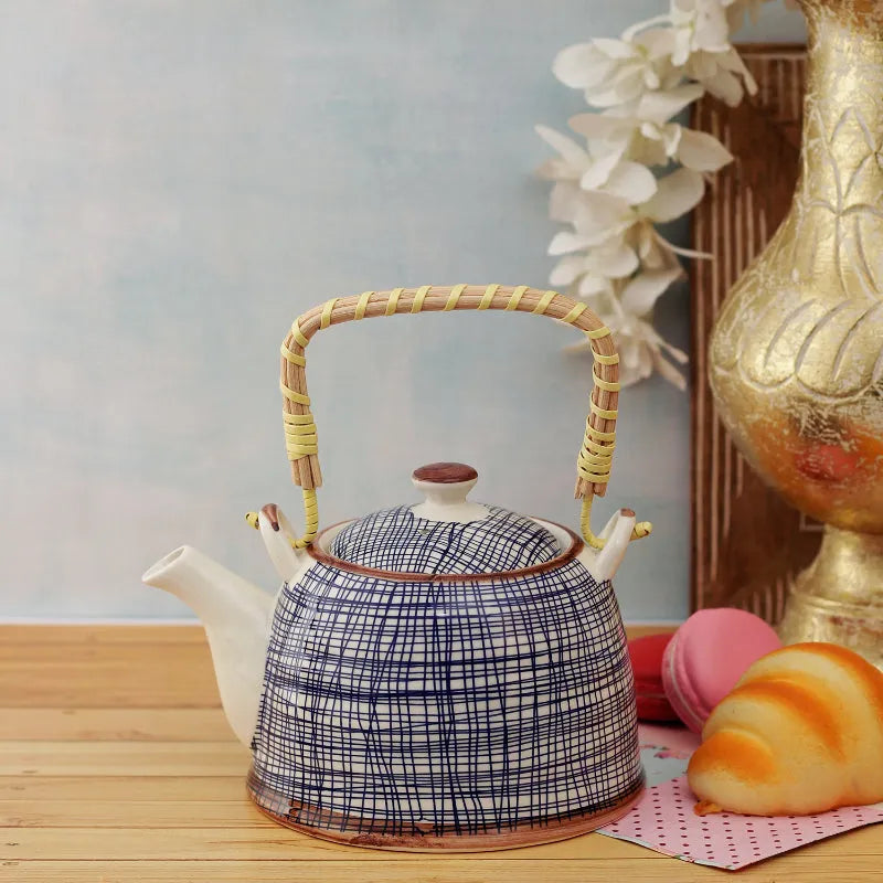 Blue Mesh Ceramic Tea Pot Default Title