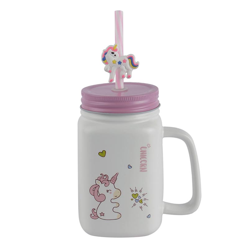 Little Hearts Unicorn Ceramic Mason Jar | 400ml Default Title
