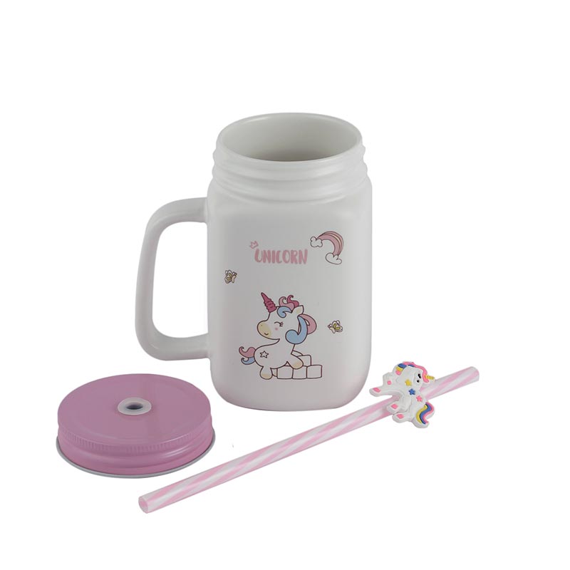 Rainbow Unicorn Ceramic Mason Jar | 400ml Default Title