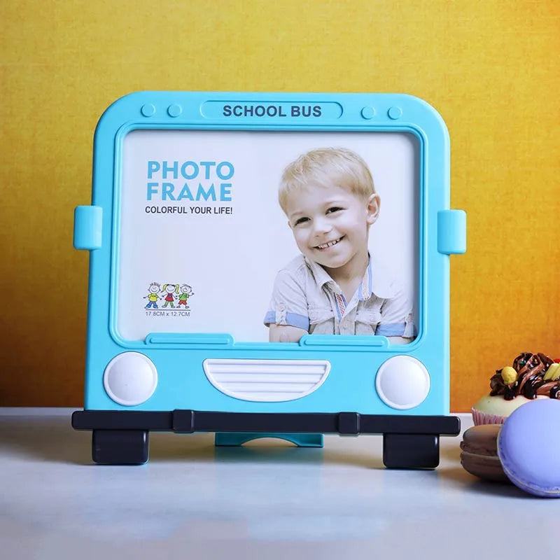Blue Square School Bus Photo Frame Default Title